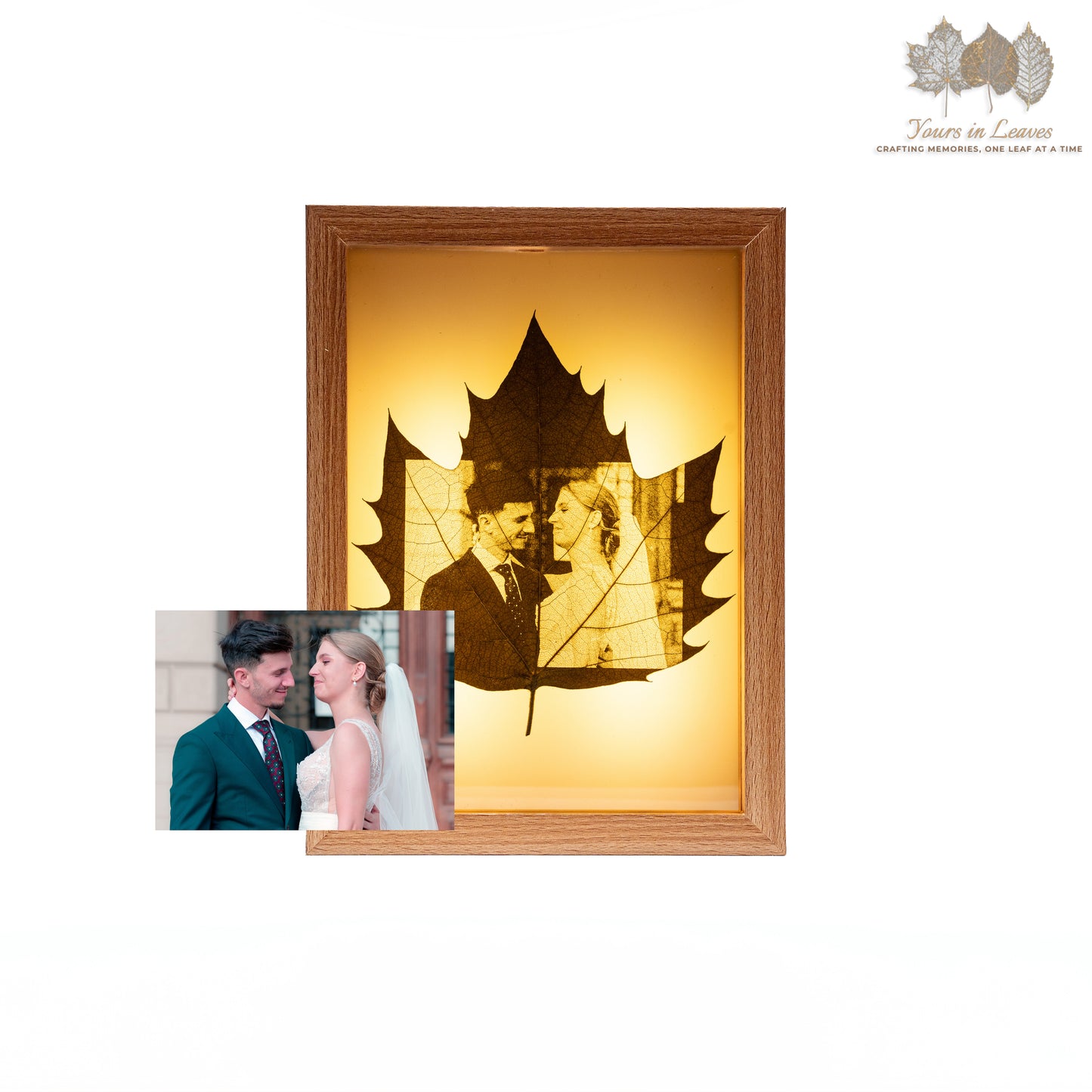 Leaf Carving Custom Luminous Photo Frame